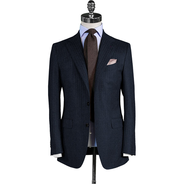 Navy Chalk Stripe Flannel Suit - Beckett & Robb