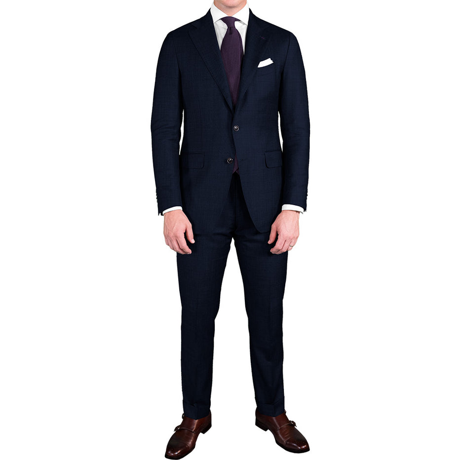 Navy Blue Bird's Eye Suit - Beckett & Robb