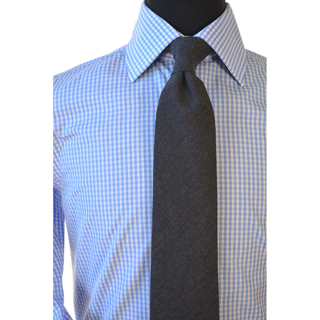 Blue gingham 2024 shirt tie