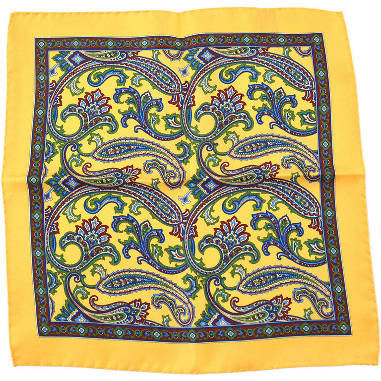 Yellow Paisley Pocket Square – Beckett & Robb