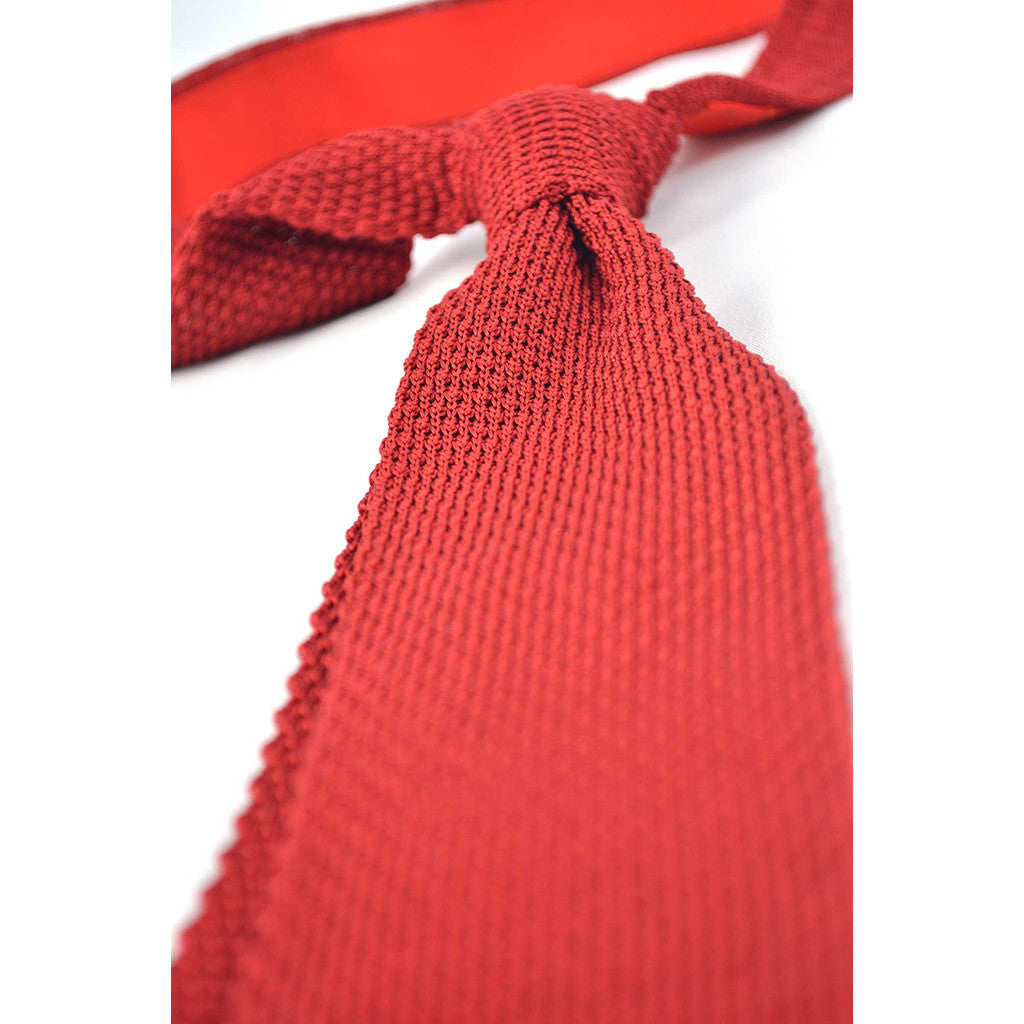 Textured Solid Red Knit Tie