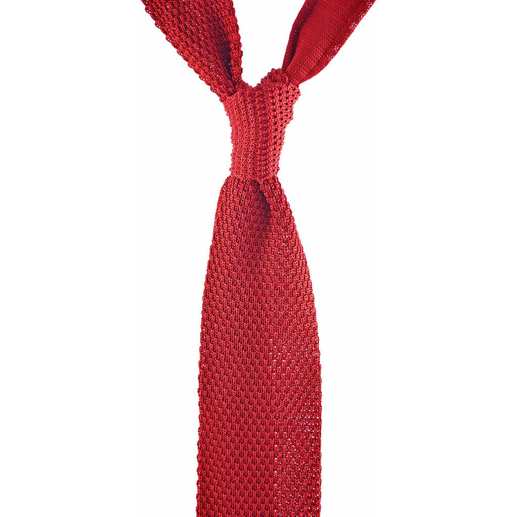 Textured Solid Red Knit Tie