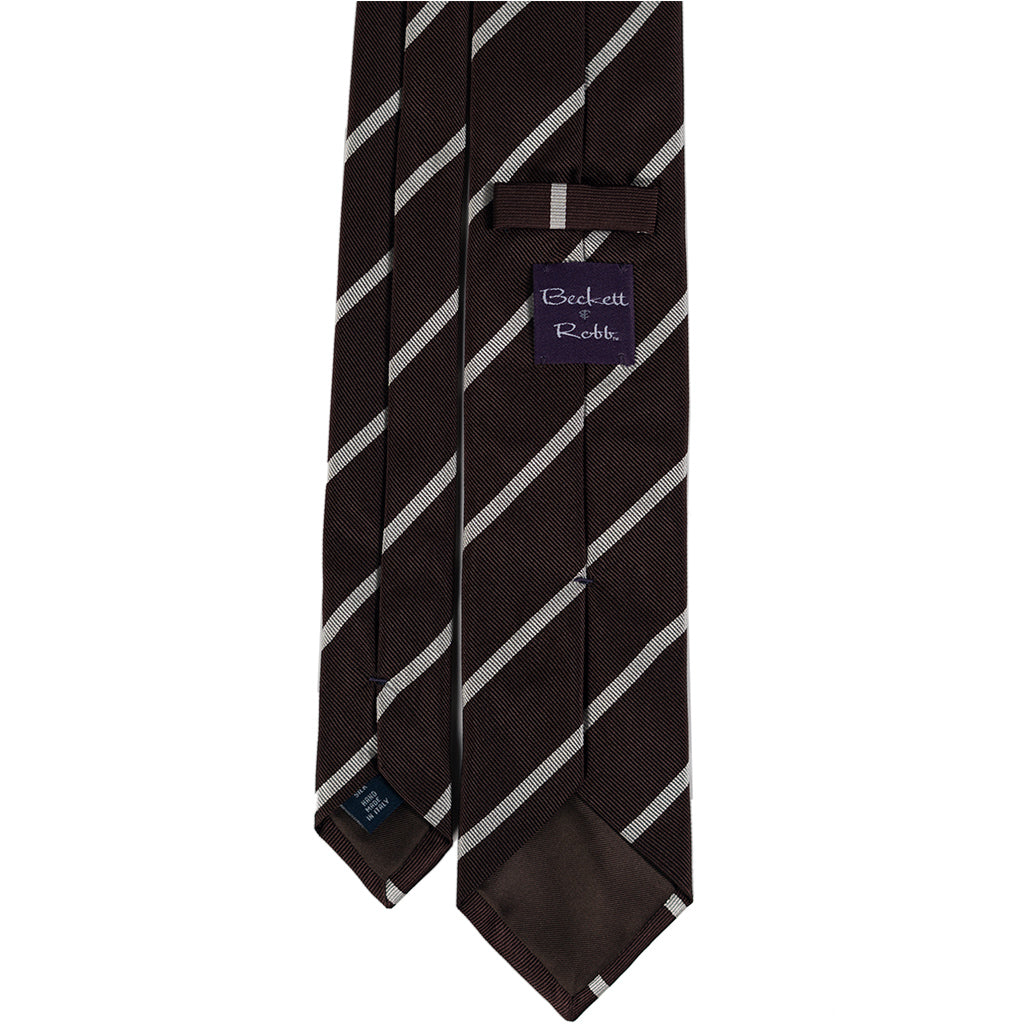 Brown Repp Stripe Silk Tie