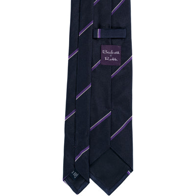 Navy Purple Stripe Silk Tie