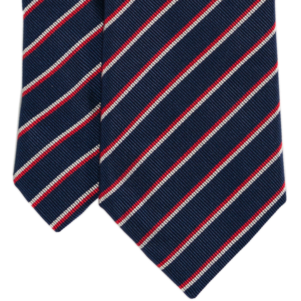 Navy with Red & White Stripe Silk Tie – Beckett & Robb